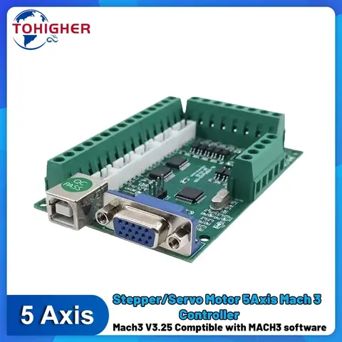 5 축 인터페이스 보드 Mach3 브레이크 아웃 보드 스테퍼 서보 모터 CNC 라우터 커팅 밀링 용 USB 드라이버 모션 컨트롤러