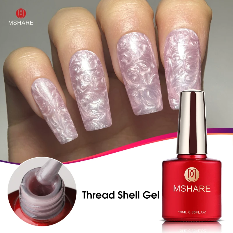 Mshare 10ml Tread Shell Gel Farbe Gel rosa Glitter Nagel Gel UV Gel Nagellack Nägel Kunst