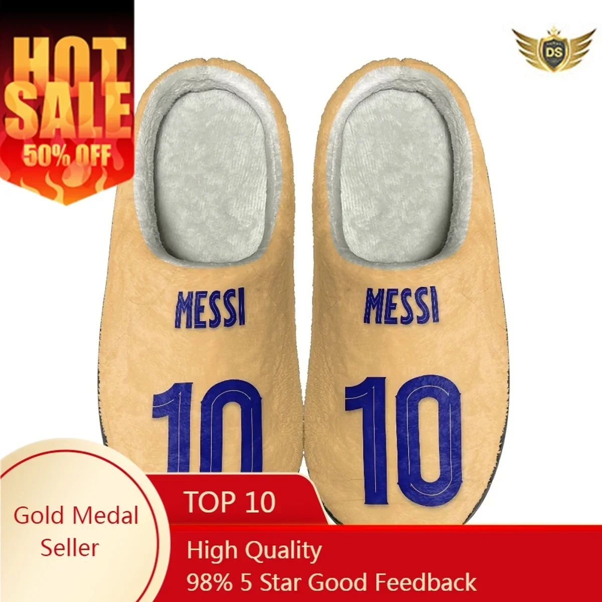 

Winter Women Cotton Slippers Messi Household Indoor Warm Footwear Print On Demand Non-Slip Home Couple Flats Slippers Zapatos