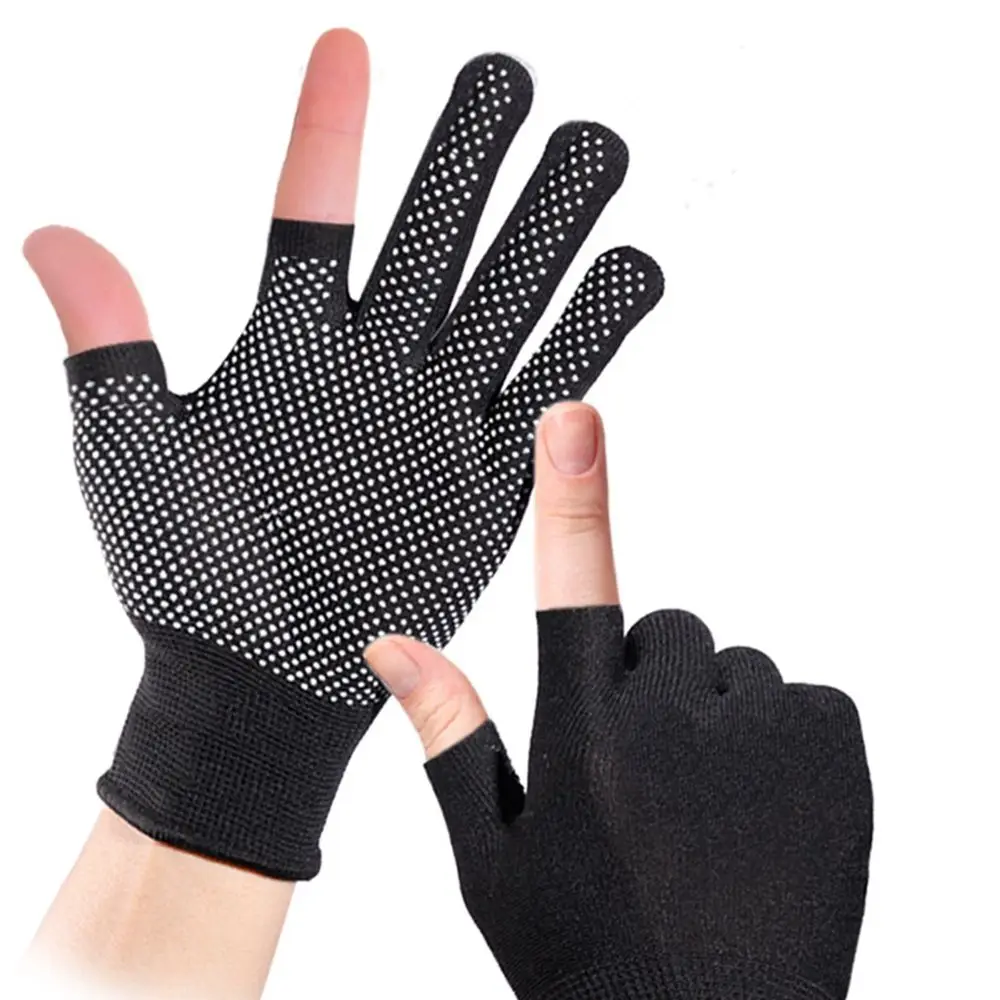 Comfortable Solid Color Ridding Gloves Windproof Driving Nylon Gloves Half Finger Gloves Non-slip Mittens Men Elastic Gloves