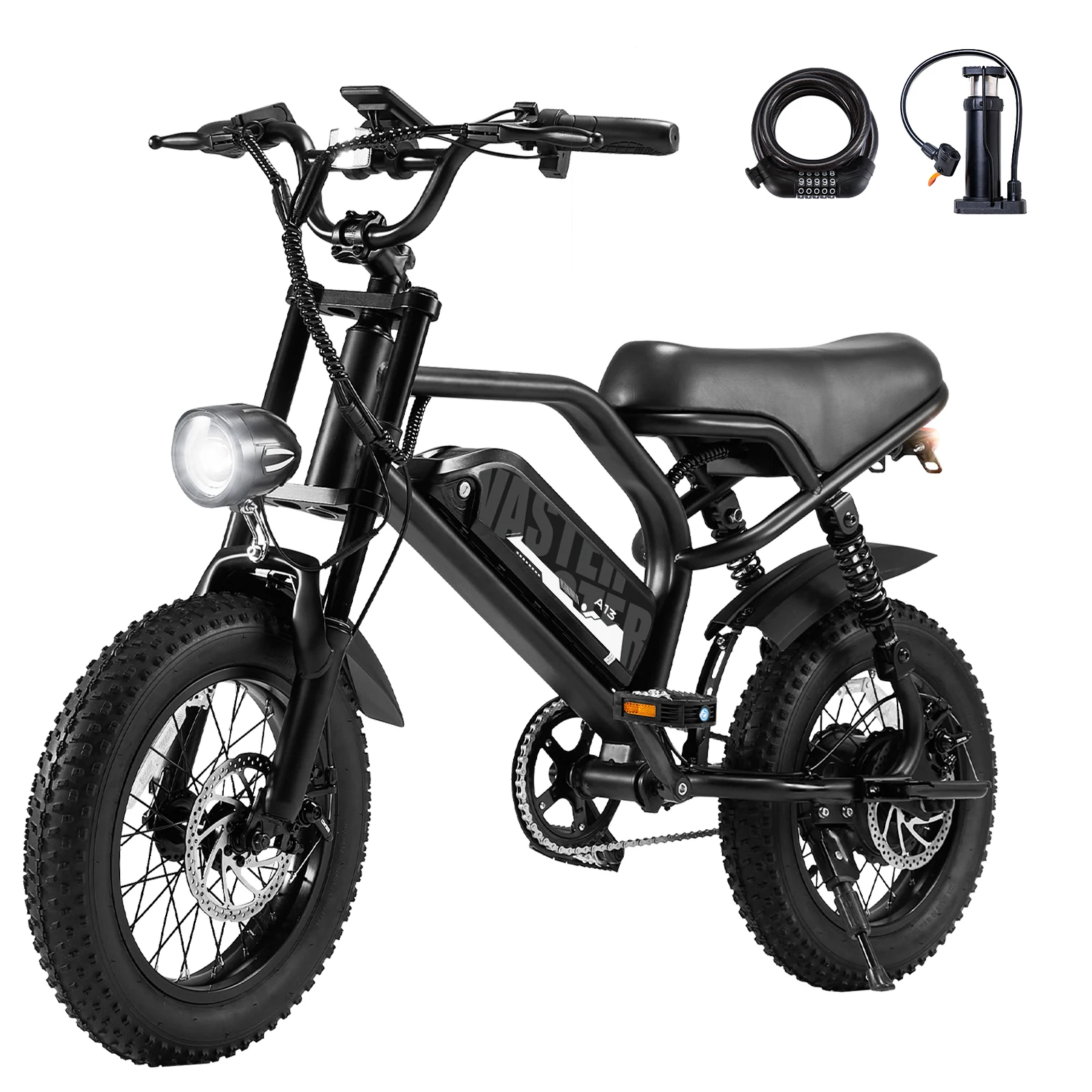 AVDL EU A13 16" elektrische fiets met dikke banden - 250W motor 36V 12,8Ah verwijderbare lithiumbatterij, 25 km/u off-road woon-werkfiets