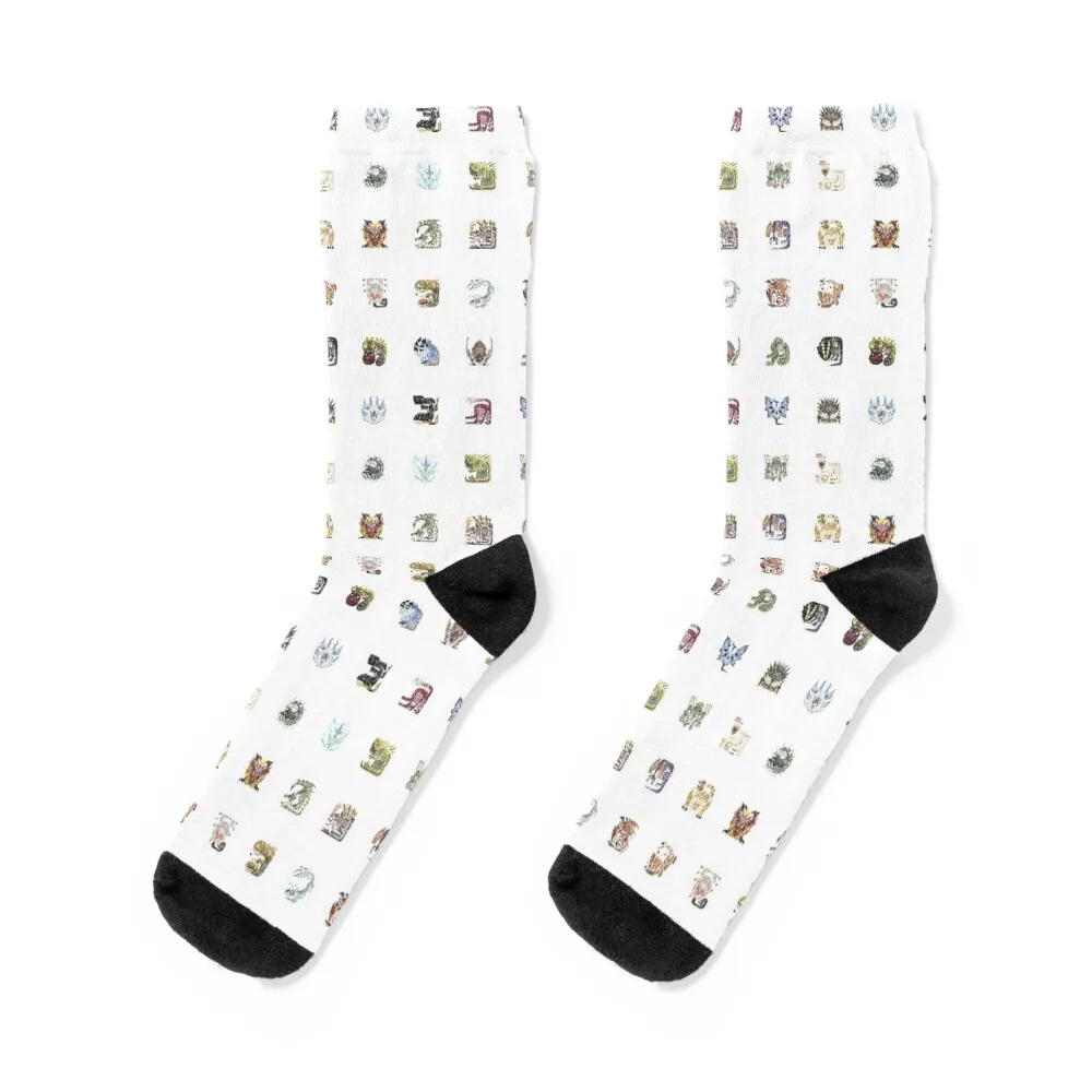 

Monster Hunter World Tiled Icons Socks soccer anti-slip funny gift FASHION ankle Men's Socks Luxury Women's