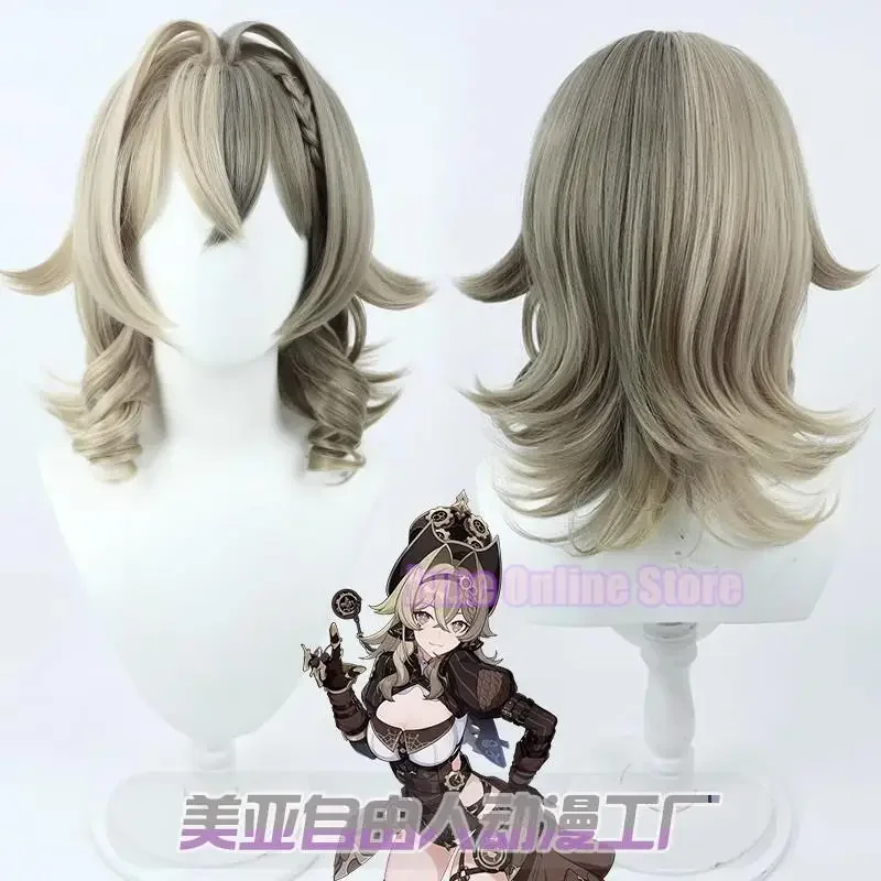 Honkai Impact 3 3rd Cosplay VILL-V Wig Short Curly Hair Braided Linen Mixed Colors Adult Game VILL V Role Play Headwear