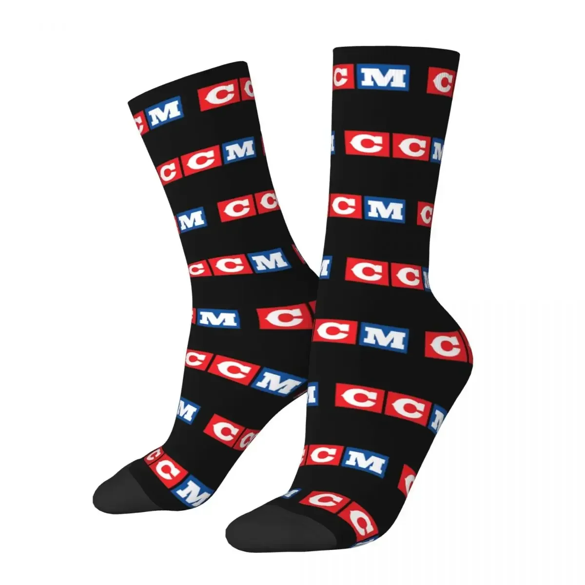 CCM Retro Ice Hockey Logo Socks Harajuku Sweat Absorbing Stockings All Season Long Socks Accessories for Man's Woman's Gifts