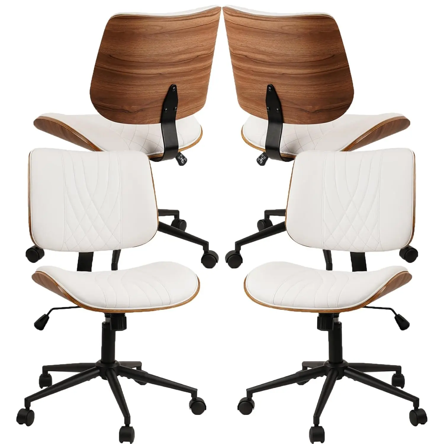 

Armless Home Office Chair, Desk Chair with Wheels, Adjustable Height Reading Chairs, Leather Mid Back & Swivel, Customized