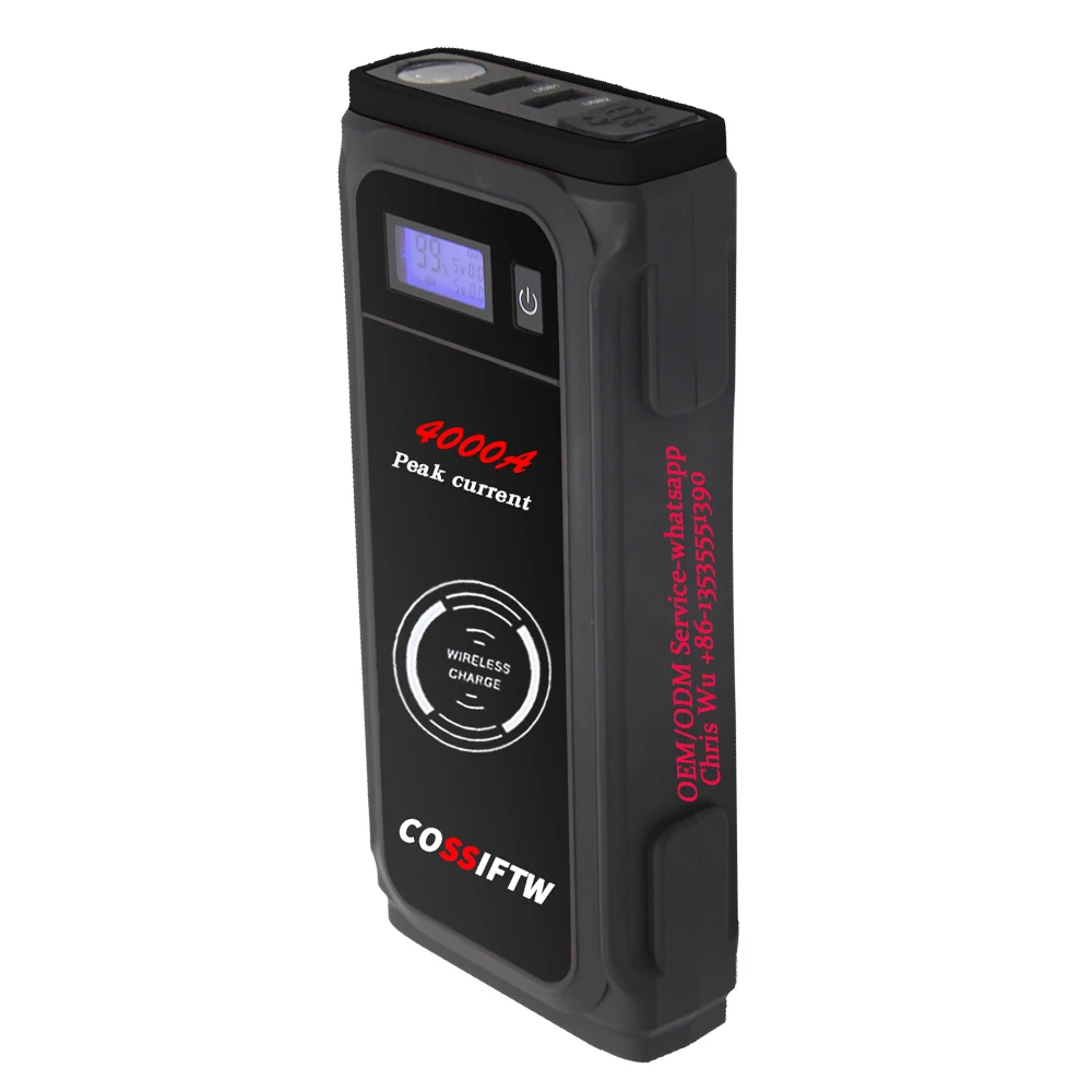 

COSSIFTW 12V 4000A Jump Starter and Powerbank with 10W Wireless QI Charger