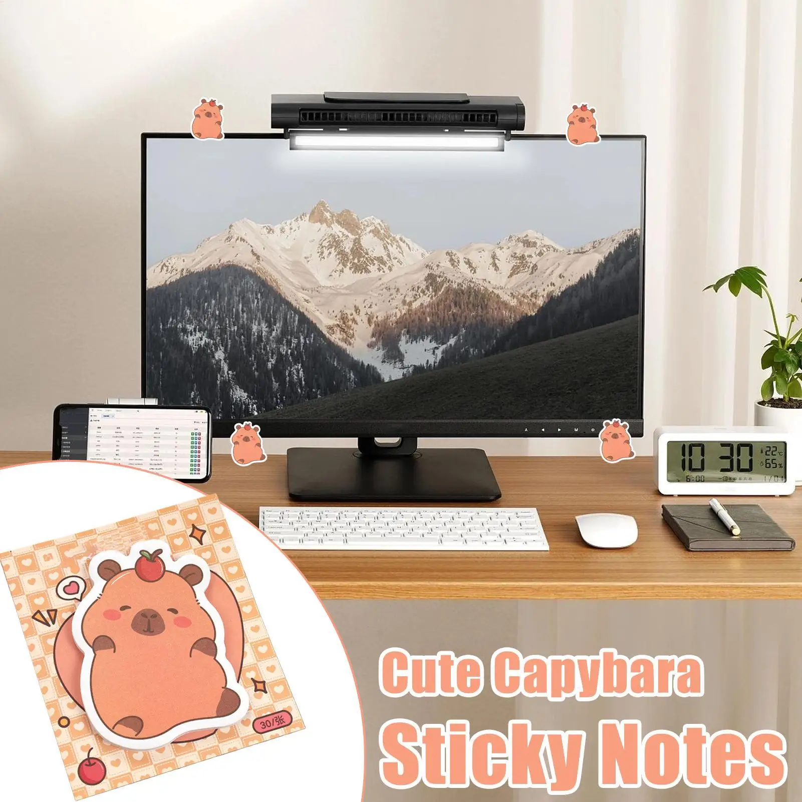 Липкие заметки с капибарой, клейкие наклейки для планировщика с капибарой, 30 листов, эстетические липкие заметки для стола, настенный рюкзак, работа для детей и взрослых