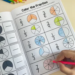 Montessori Fractions Workbook Arithmetic Learning Teaching Aids Grade 3-4 Primary School Math Cognitive Training Test Book