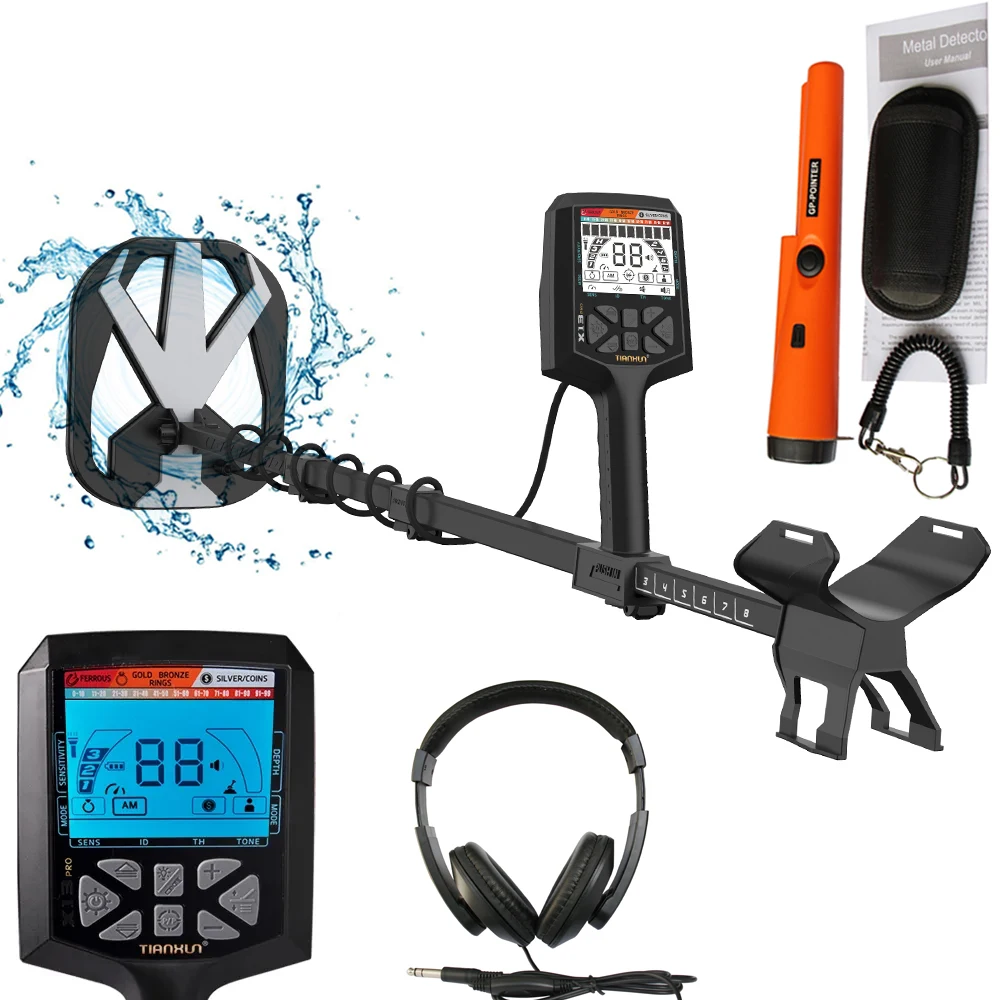 Professional Underground Metal Detector X13 with IP68 Waterproof High Sensitivity Coil,Auto Ground-balance LCD Display PP