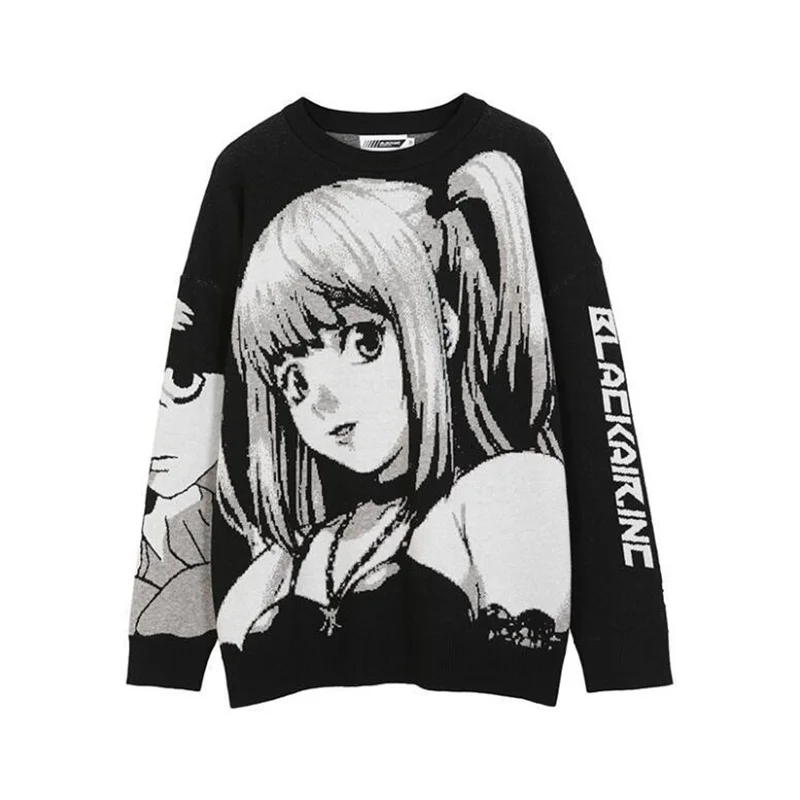 Mens Hip Hop Streetwear Harajuku Sweater Vintage Japanese Style Anime Girl Knitted 2023 Cotton Male Y2k Women Pullover Sweaters