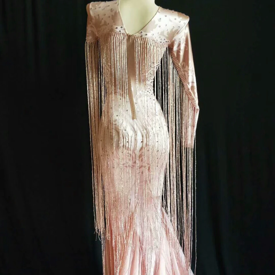 Vestido largo hasta el suelo con diamantes de imitación brillantes para mujer, traje de cumpleaños, ropa de escenario, fiesta de graduación, traje de Drag Queen