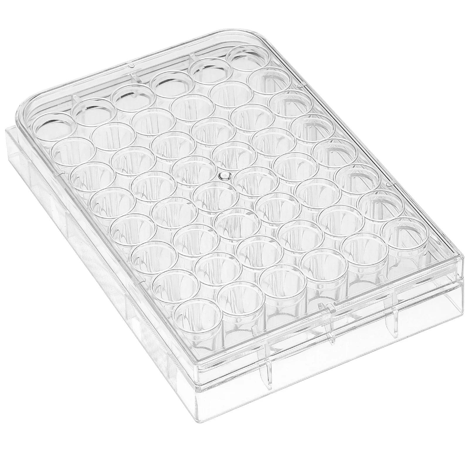48 Well Cell Culture Plate Clear Plastic Tissue Culture Plates Nesting Raised Rim Lid for Lab Use Transparent Well Plate