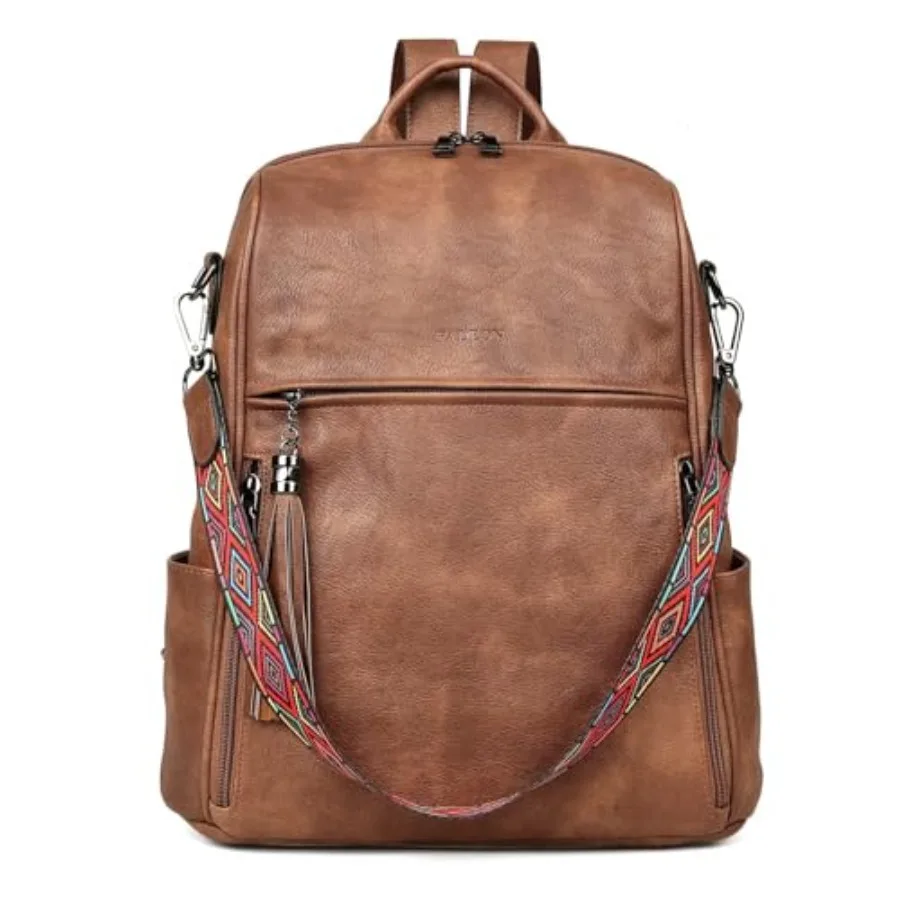 

FADEON Leather Backpack Purse for Women Designer Travel Backpack Purses PU Fashion Ladies Shoulder Bag with Tassel