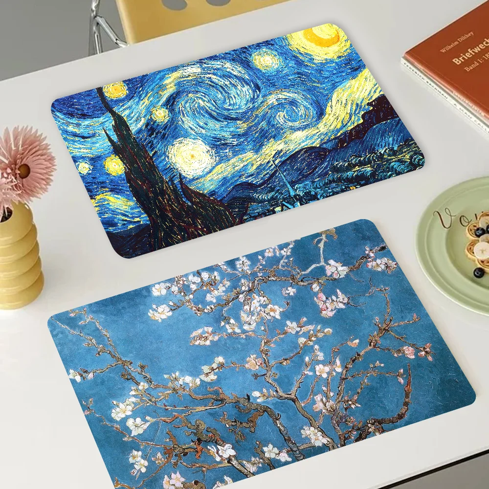 Van Gogh Paintings New Super Absorbent Coffee Dish Kitchen Absorbent Draining Mat Drying Mat Quick Dry Bathroom Placemat