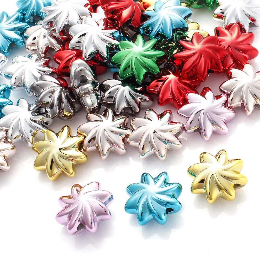 10 Stück 20mm glänzend plattierte UV-Acryl-Blumenperlen, bunte Spiralblüten-Abstandsperlen für DIY-Schmuckherstellung und Bastelzubehör – Detail 1