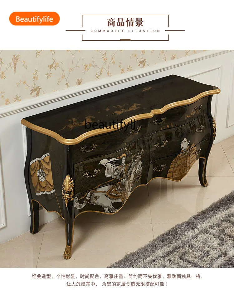 

02A Solid wood decorative cabinet display cabinet painted new Guochao Chinese style entrance chest