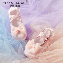 Girl Butterfly Ballet Shoes Soft Leather Sole Slipper Body Rhyme China Dance Flats Ballerina Dress Up Princess Little Toddler