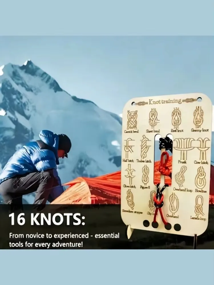 16 Practical Knots Suitable for Outdoor Rope Building Life Saving Essential Skills Practice Wooden Knot Training Board Tools