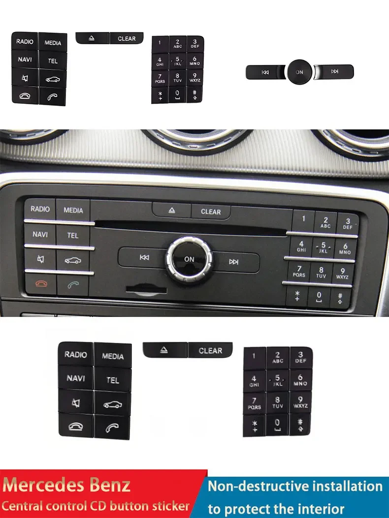 Car Central Control CD Panel ON Button Decorative Patch Trim Stickers For Mercedes Benz GLA 200 CLA 220 GLE 350 CLS Accessories