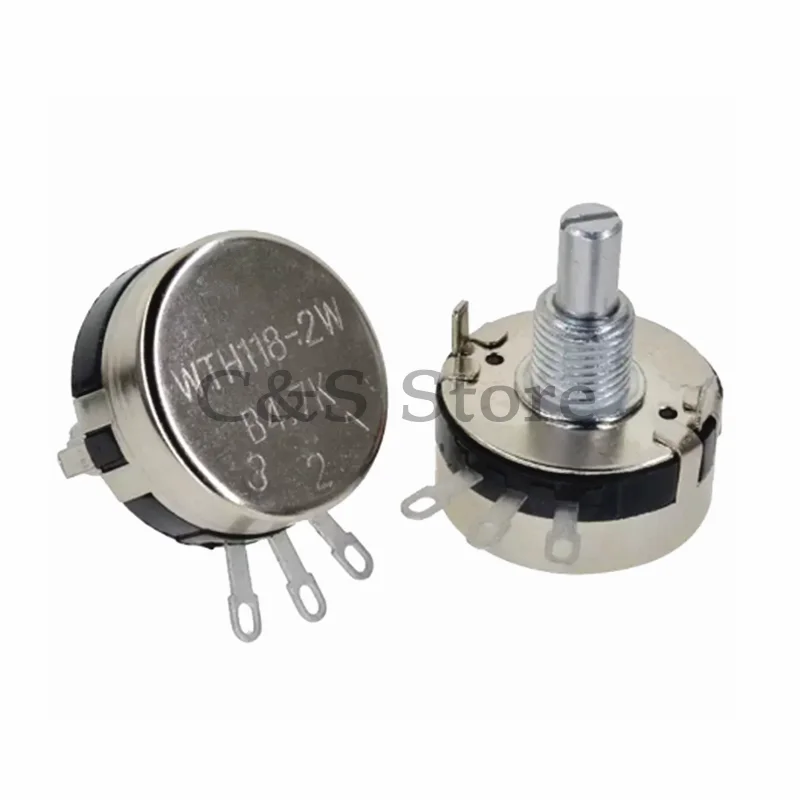 2PCS WTH118 1K 2.2K 4.7K 10K 22K 47K 100K 470K 1M 2W 1A Potencjometr Nowy autentyczny rezystor zmienny Rezystancja VR 100K Ohm