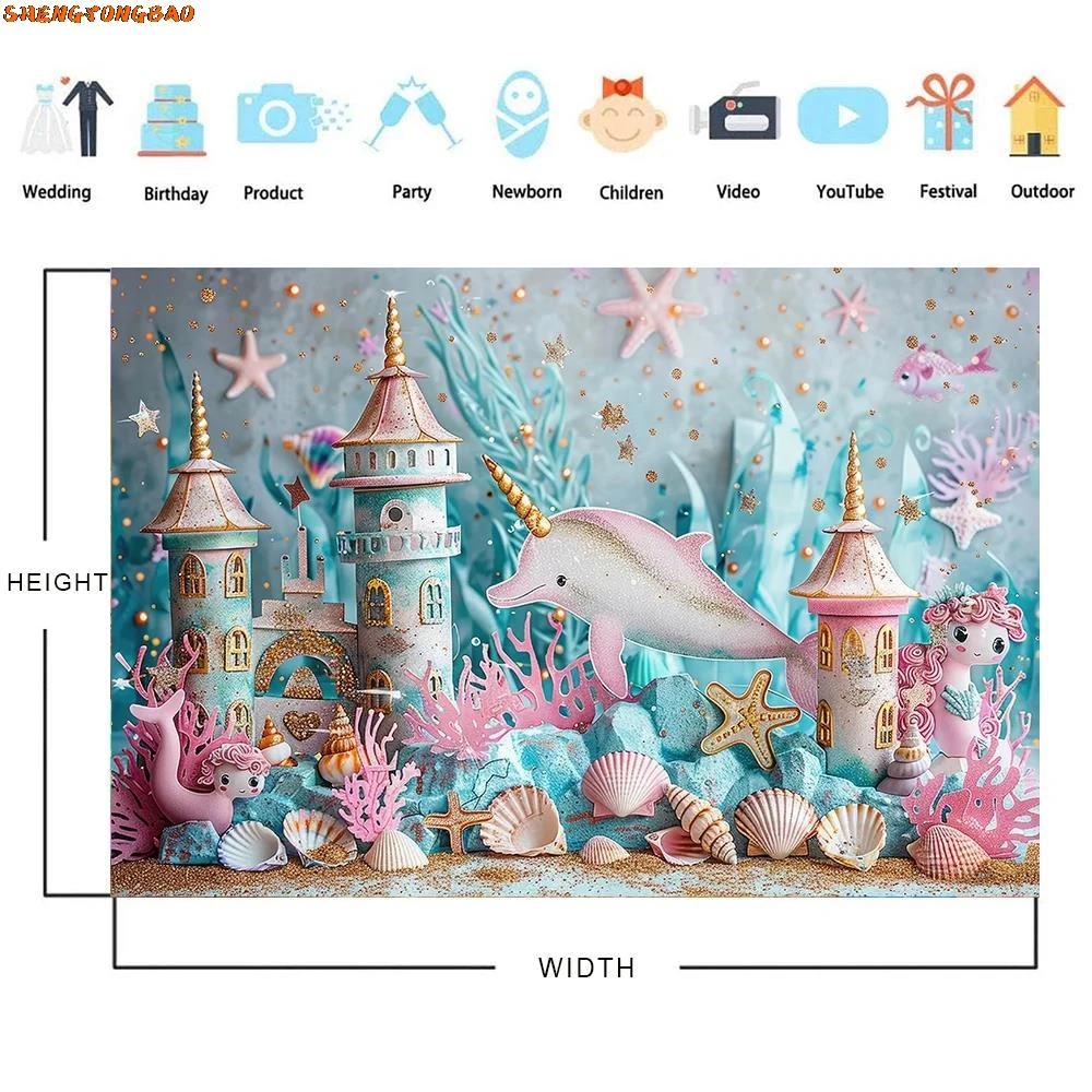 Photography Backdrop Unicorn Castle Princess Girl Adult Photocall Decors Child Birthday Cake Smash Props Background