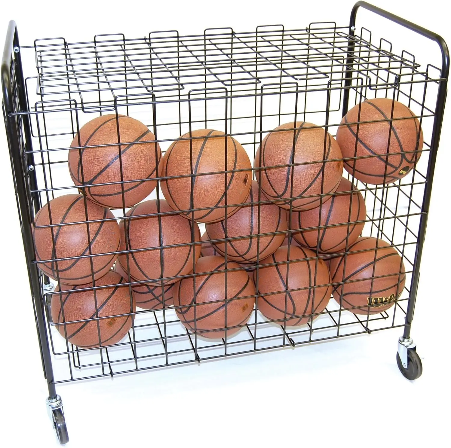 Sports Sports Lockable Ball Storage Cart, Basketball Storage Bin for Indoor Outdoor, Rolling Exercise Ball