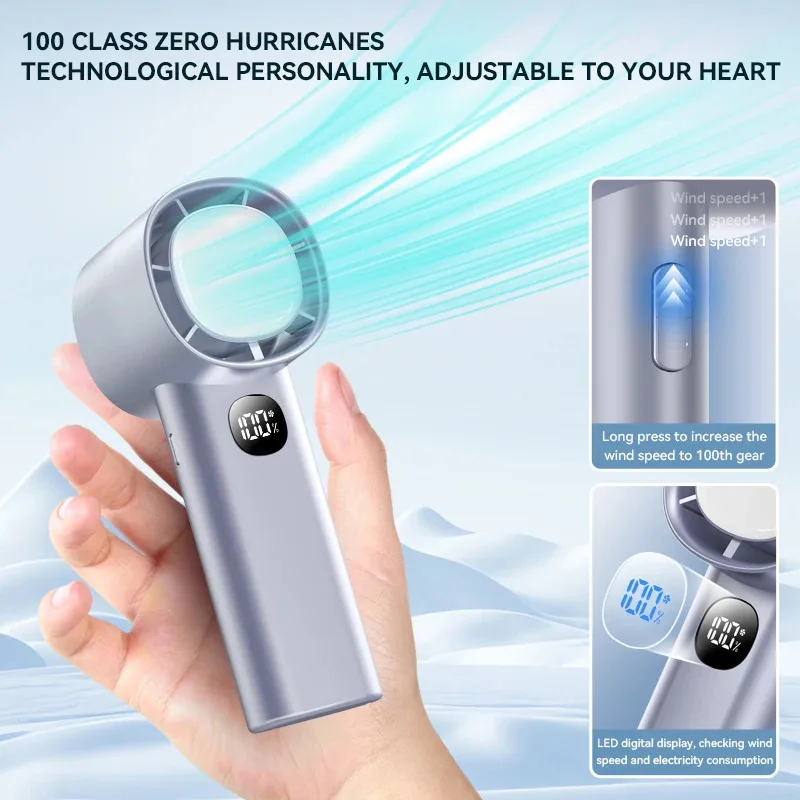100 スピードハンドヘルドミニファン折りたたみポータブルナイトライト充電式ファン USB ポータブルミニデスクトップファン強風