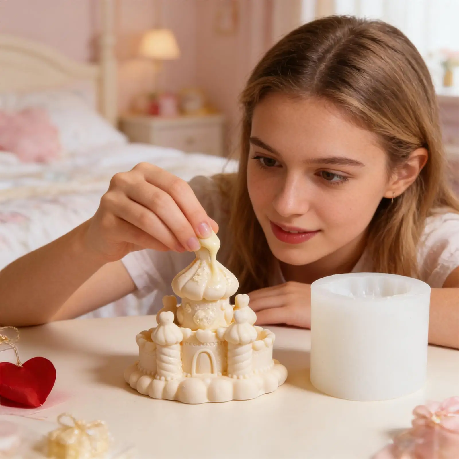 

Многоразовая гибкая силиконовая форма для 3D-замка, форма для свечей в виде сказочного замка для школьных проектов, студий, семейных встреч, для начинающих