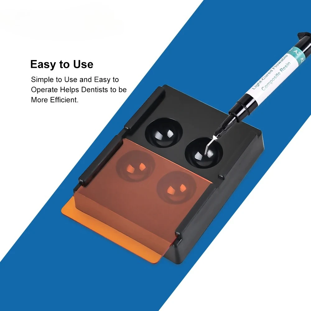 

SYJH Dental Resin Shade Light Box 4 Holes Mix Hood Protector Veneer Storage Denture Teeth Patch Shading Box Dental Accessories