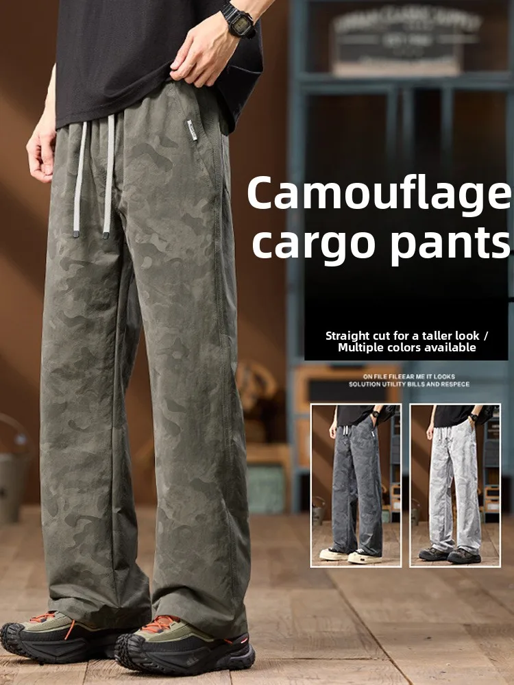 

Casual Camouflage Straight Leg Men's Pants Comfortable High Street Style Workwear Trousers Fashionable Urban Youth Autumn Pol...