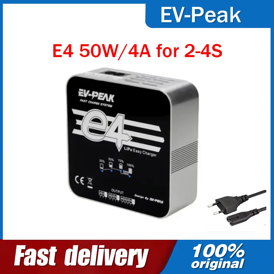 Hot Selling EV-Peak E4 50W 4A AC Input Voltage 100V-240V Fast Balance Charger for 2S-4S LiPo Battery for RC Helicopter Part