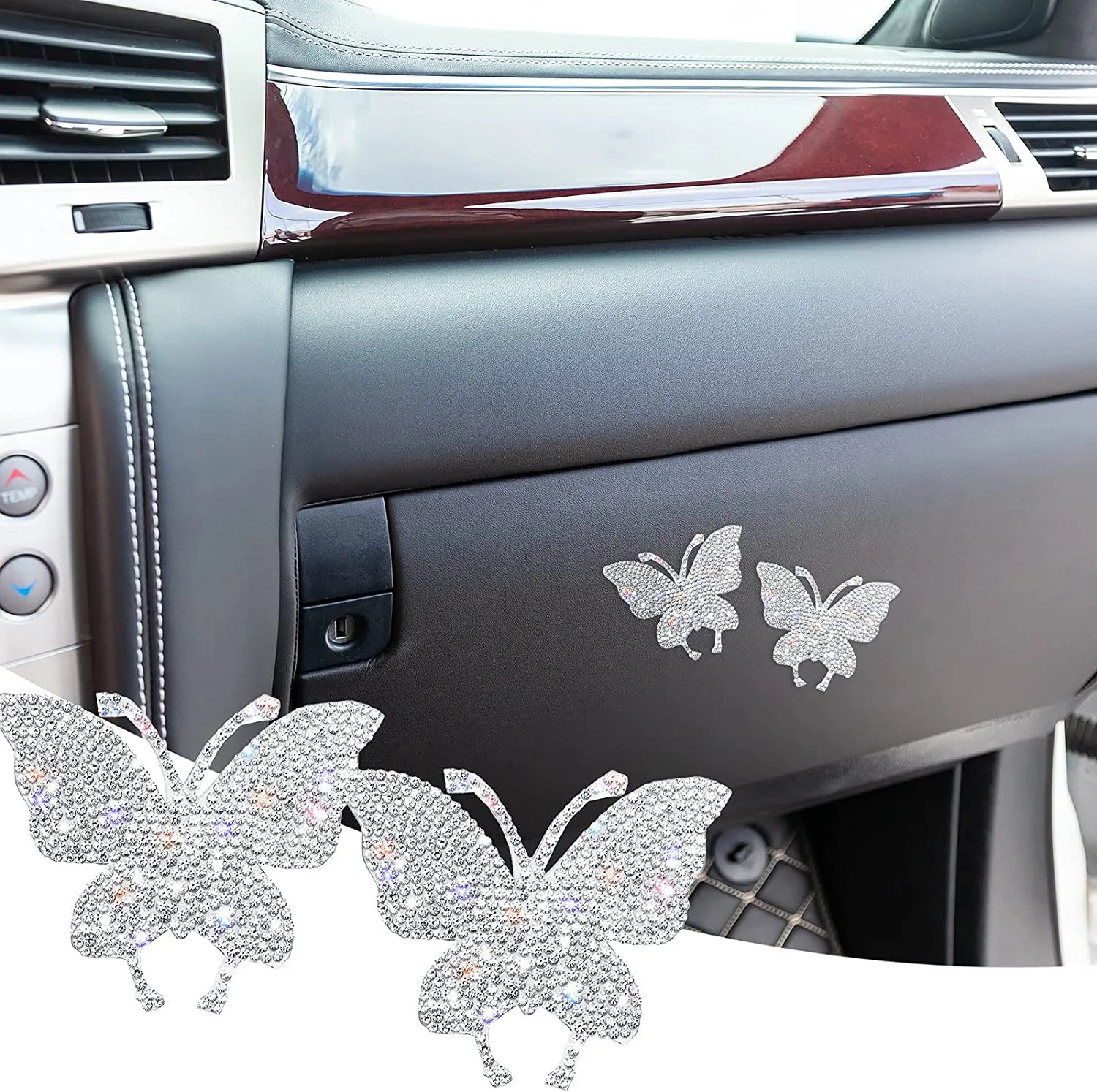 

2PCS Car Body Sticker Universal Car Interior Decoration Drill Sticker For Men Women Diamond-encrusted Butterfly Car Stickers Cu