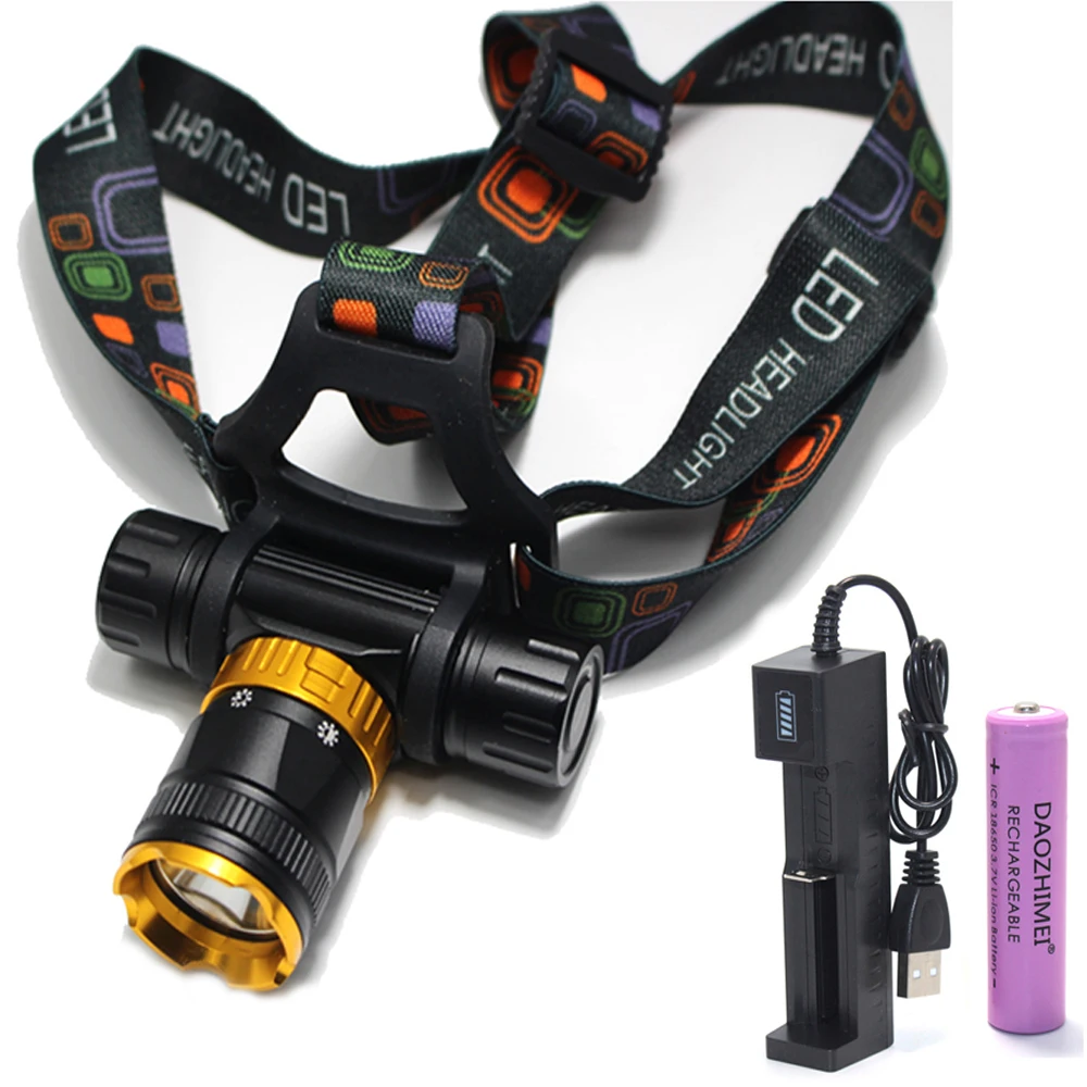 5000 lumens LED Diving Headlight 5 mode Waterproof Lantern Lighting Swimming Tactical Flash +1*18650 Battery + USB charger