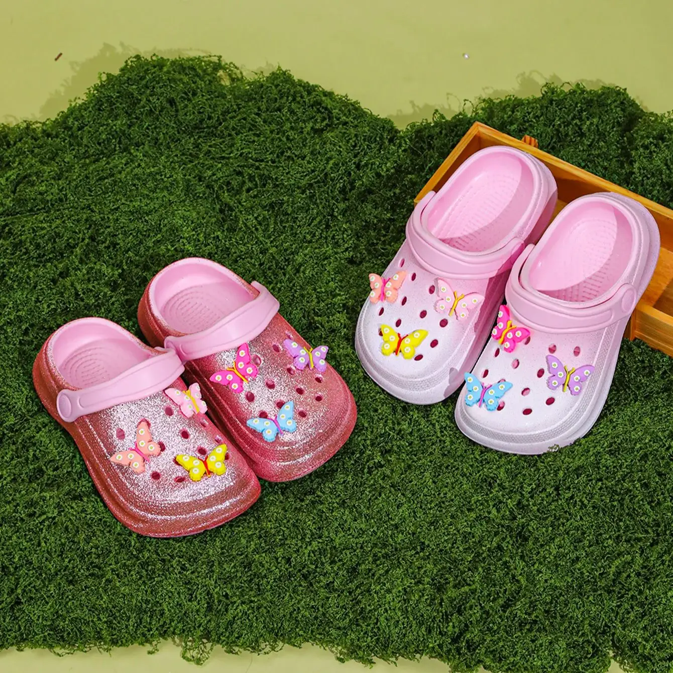 Kids Slip-On Clogs and Mules - Breathable, Waterproof, EVA Garden Shoes with Decorative Chain for Beach and Everyday Wear 168