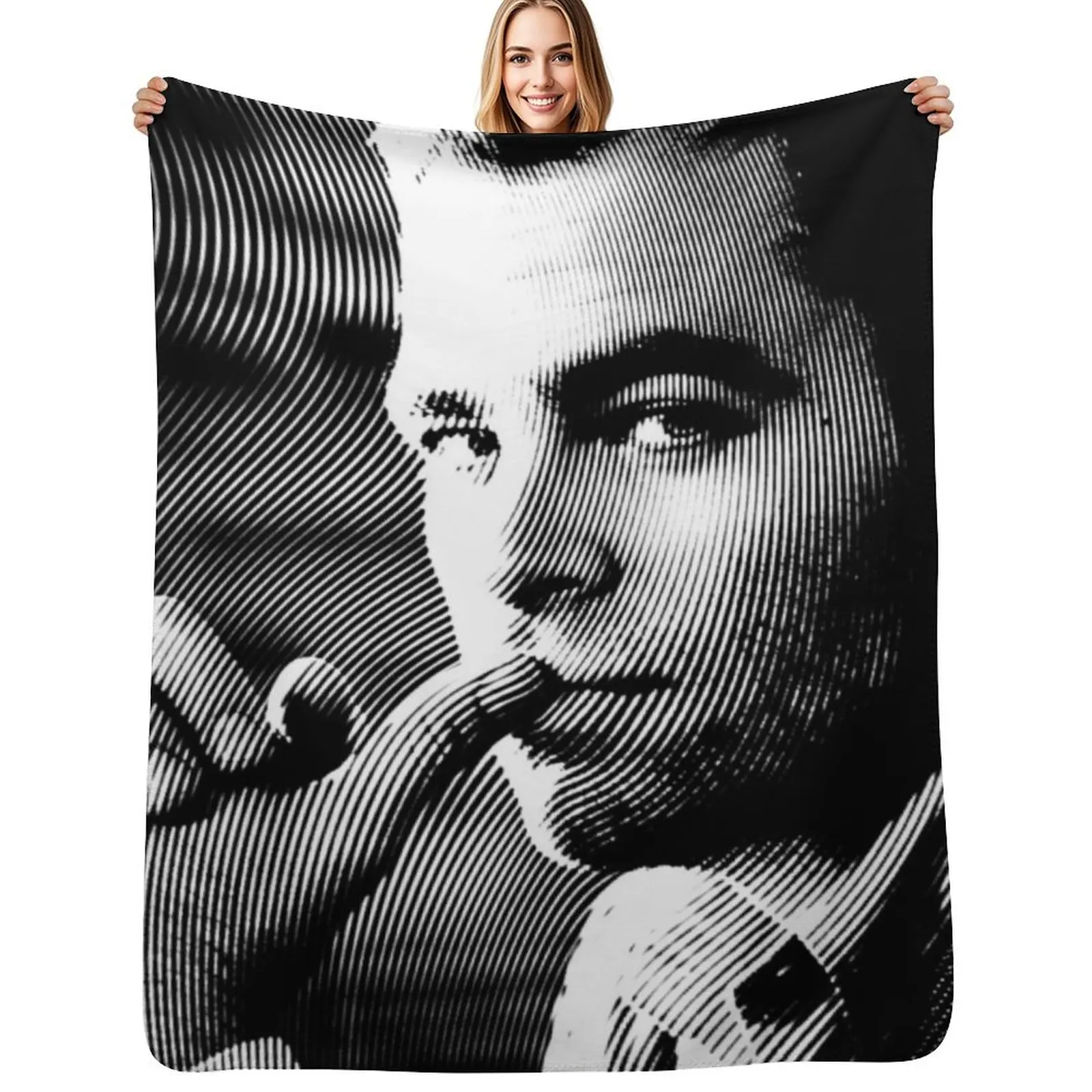 Black & White Portrait (Linocut) Of Chris Pine Throw Blanket Summer Cool Breathable Blanket for Sleeping