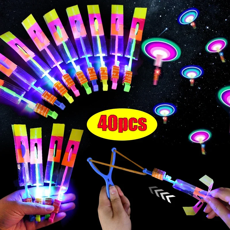 

5/40Pcs LED Light Arrow Rocket Helicopter Flying Toys Kids Birthday Party Favors Gift Bag Pinata Fillers Rubber Band Catapult