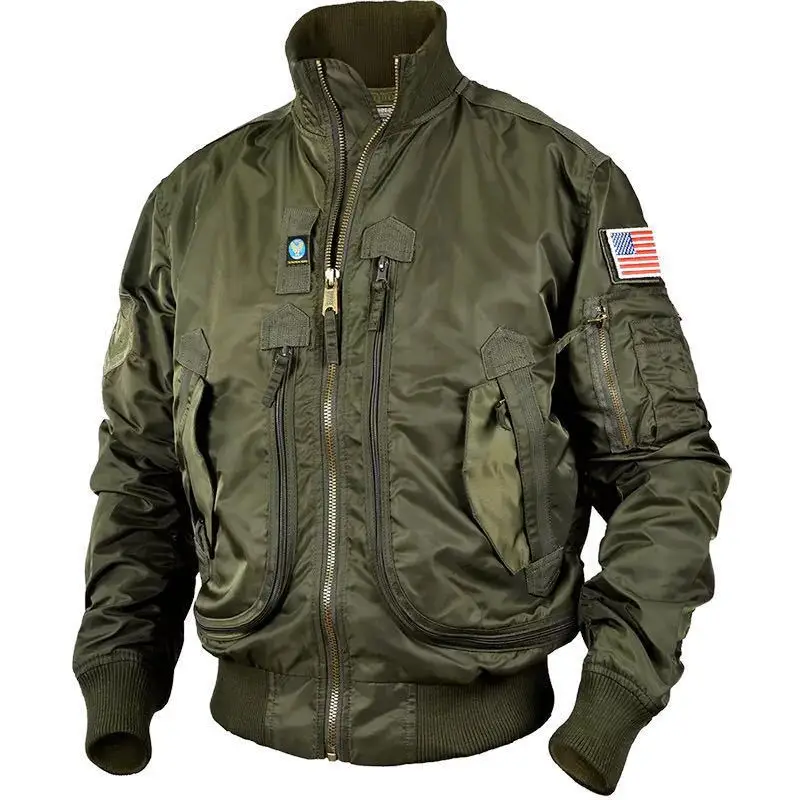 Military Tactical Stand Collar Jackets MA-1 Air Force Windbreaker Coats Mens Outdoor Waterproof Causal Pilot Baseball Coat