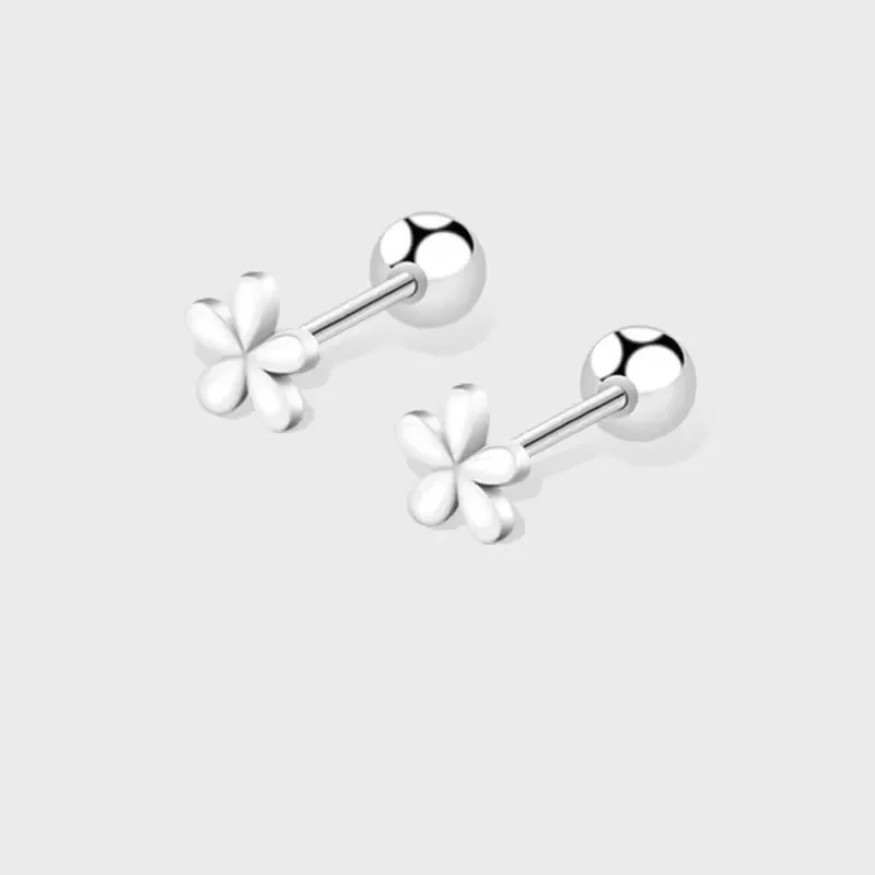 New Cute Pink Small Zircon Butterfly Screw Earrings For Women Girls Black Heart Cartilage Helix Tragus Ear Piercing Jewelry Gift