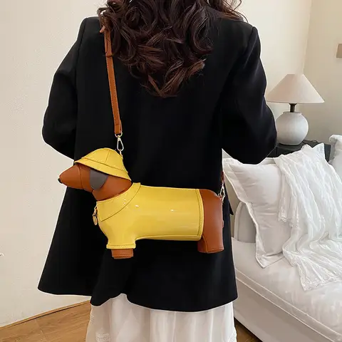 Söt hundformad design kvinnor axelväskor nyhet rolig tax crossbody-väska kreativ designer lyxig pu-läder kväll 10 best sales roliga handväskor - №10