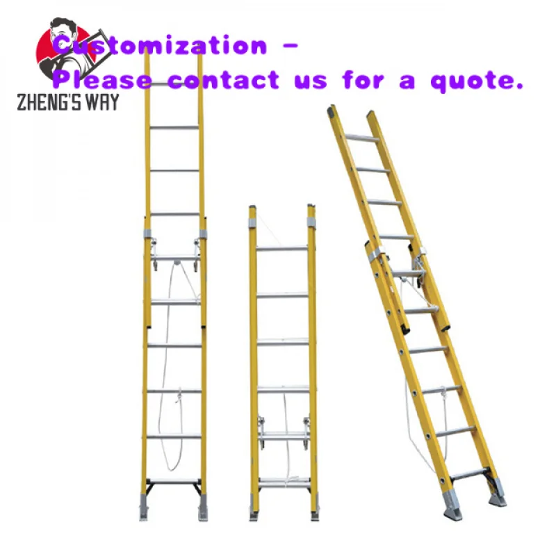 custom.Insulated Anti-fire Telescopic Fiberglass Combination Ladders Triple Extension 150kg Load Capacity Home Use