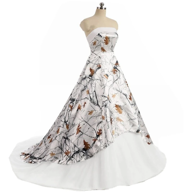 Abito da sposa Vintage Camo senza spalline A Line Forest abiti da sposa lunghi senza spalline senza maniche