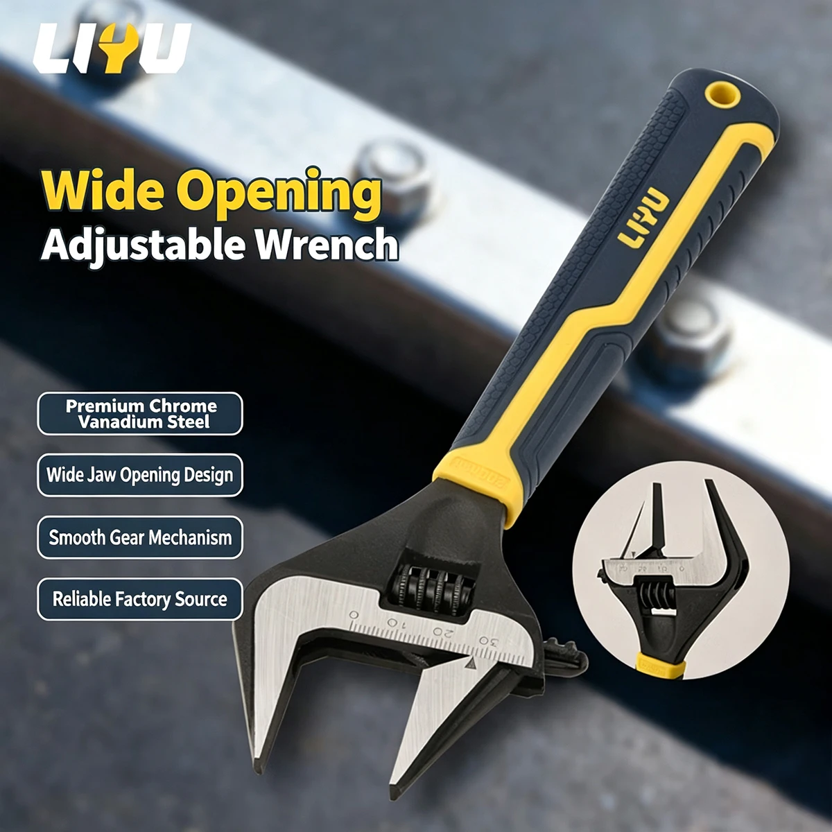 Adjustable Wrench Large Opening Spanner 200mm Long Jaw Multifunctional Plumbing Pipe Wrench Universal Adjustable Spanner Au