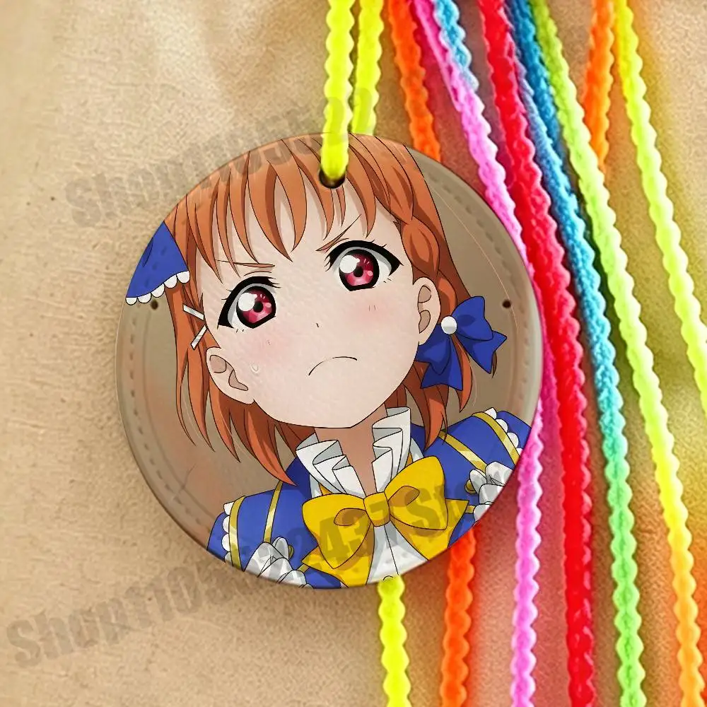 

Cute Chika Takami Name Address Plate Leather Luggage Tag Chain for Fits Travel Bags Backpacks, Business Bags ID Straps