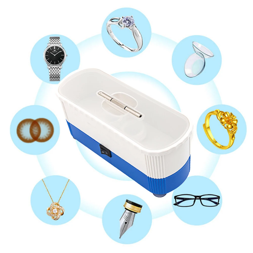 Portable Ultrasonic Cleaning Glasses Jewelry Watch Contact Lenses High Frequency Vibration Battery Washing Machine Ring Brush