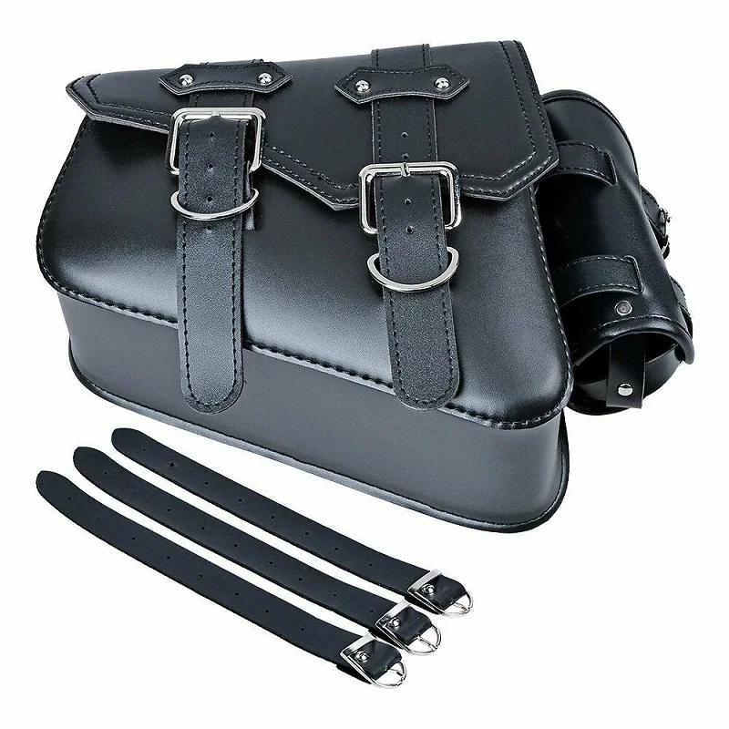 

1PCS Right Left Motorcycle Leather Luggage Side Saddle Bag Leather Side Tool Bag Luggage Black For Sportster XL883 1200