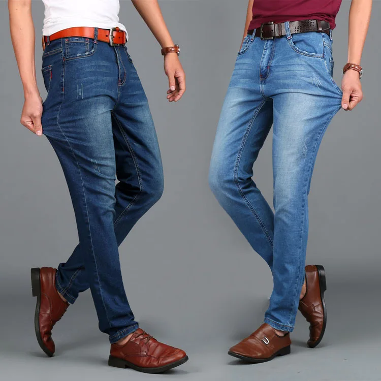 

2025 Spring Autumn Denim Jeans Men's Straight-Fitting Slim Large Waist Men's Denim Pants Elastic and Simple Business Pants Men