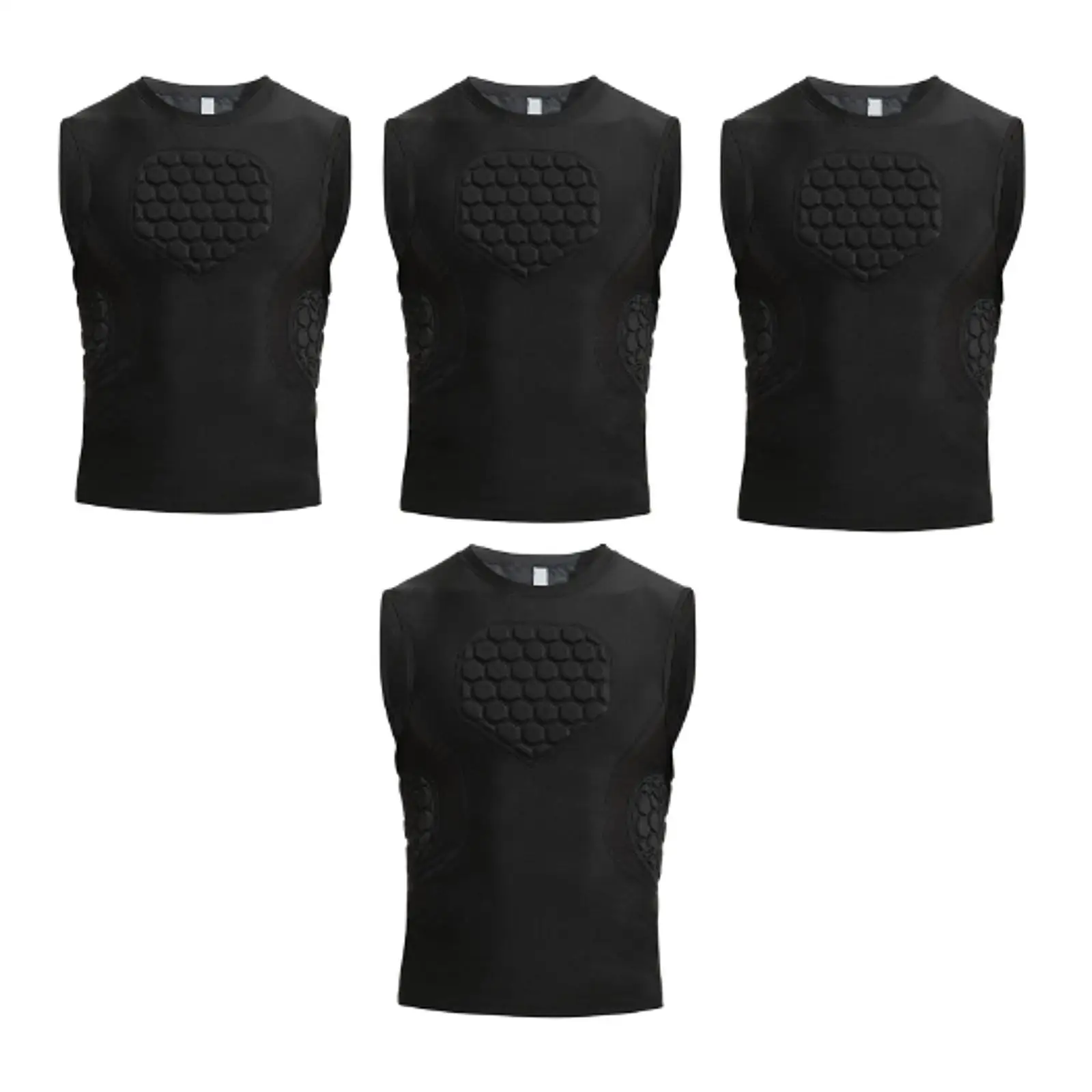 

Mens Padded Compression Shirt Chest Rib Protector Breathable