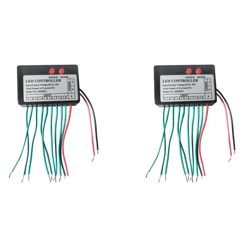AA08-2X DC12V-24V Led Light Controller Jump Water Burst Flash Horse Sign Luminous Word Exposed Light Box RGB Controler 9CH