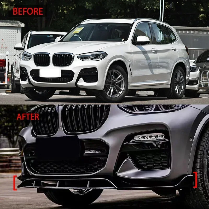 For BMW X3 G01 X4 G02 M Sport 2017-2021 M40i M40d Car Front Bumper Splitter Lip Spoiler Diffuser Guard Body Kit Cover Trim