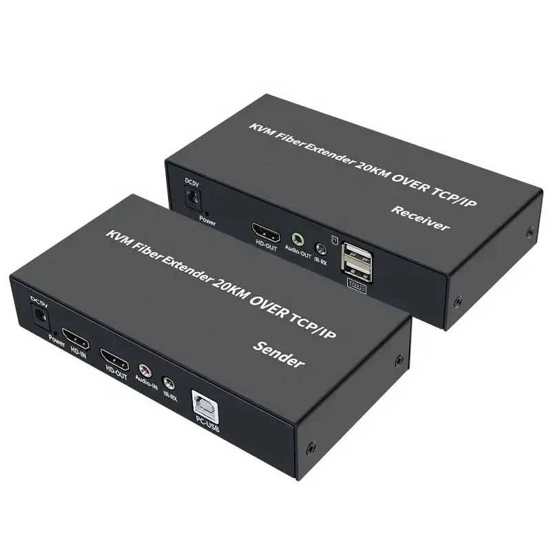 

High Quality KVM Fiber Extender 20KM Over Single Fiber Extender TX RX with USB for PC